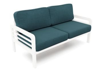 Белая эмаль/Велюр голубой