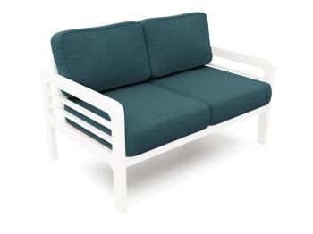 Белая эмаль/Велюр голубой