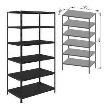 Стеллаж металлический BRABIX ГРАФИТ MS KD-195/60-6