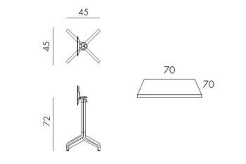 Стол складной квадратный NARDI Frasca Mini 70*70