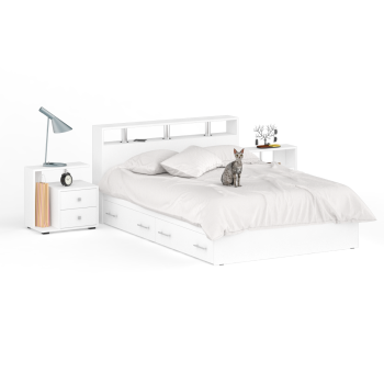 Кровать с ящиками СВК Камелия 1400 + две тумбы