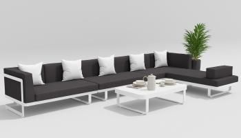 каркас белый/подушки антрацит/столешница белая глянцевая