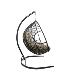 Подвесное кресло M-group ДЛЯ ДВОИХ с ротангом чёрное