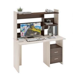 Компьютерный стол Мэрдэс СКЛ-Прям130+НКЛ-130 с надстройкой