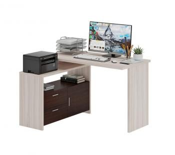 Компьютерный стол Мэрдэс СКЛ-ПРЯМ120Р+ТБЛ с тумбой и скругленными углами