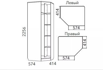 Шкаф угловой Сильва Фанк НМ 013.04-02 М Левый
