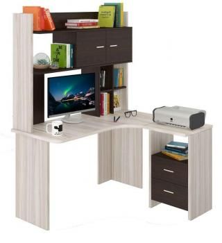 Компьютерный стол Мэрдэс СКЛ-Угл130+НКЛХ-130 с надстройкой+бокс Правый