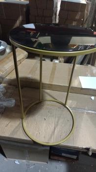 Стол придиванный Остин Glass Черная лакобель/Золото (У)