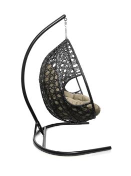 Подвесное кресло M-group ДЛЯ ДВОИХ ЛЮКС с ротангом чёрное