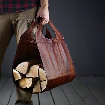 Дровница кожаная CONCRETIKA с подставкой