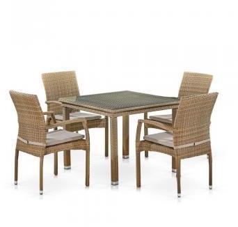 Комплект плетеной мебели Афина T257B/Y379B-W65 (4+1)