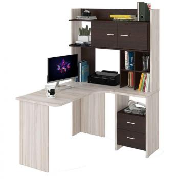 Компьютерный стол Мэрдэс СКЛ-Угл130+НКЛХ-120 с надстройкой+бокс Правый