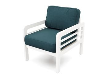 Белая эмаль/Велюр голубой