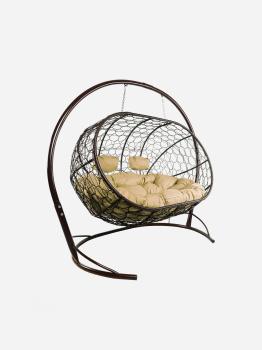 Подвесной диван M-group ЛЕЖЕБОКА с ротангом коричневый