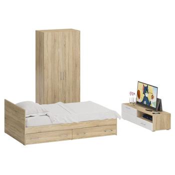 Дуб сонома/фасады мдф белый глянец