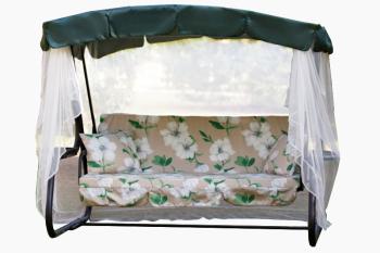 Каркас черный/Бежевый, белый рис.цветы