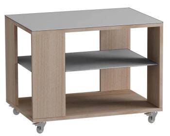 Стол журнальный Смарт MD 733 Ясень Шимо Светлый/Белое Стекло (Р)