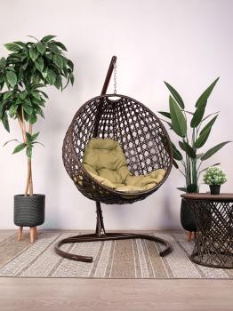 Подвесное кресло M-group КАПЛЯ ЛЮКС с ротангом коричневое