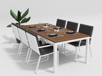 каркас белый/подушки антрацит/столешница тик