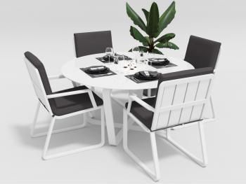 каркас белый/подушки антрацит/столешница белая глянцевая