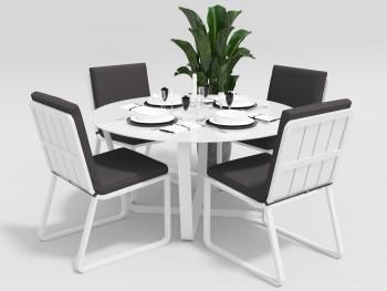 каркас белый/подушки антрацит/столешница белая глянцевая