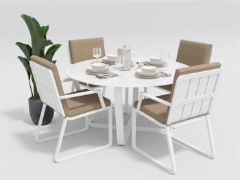 каркас белый/подушки бежевые/столешница белая глянцевая