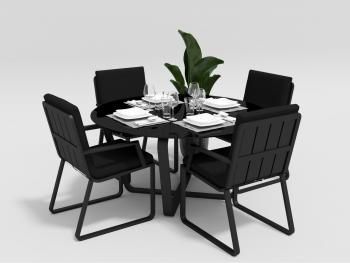 каркас темно-серый карбон/подушки черные/столешница черная глянцевая