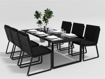 каркас темно-серый карбон / подушки черные / столешница черная глянцевая