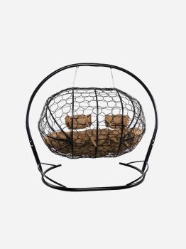 Подвесной диван M-group ЛЕЖЕБОКА с ротангом чёрный