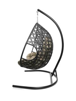 Подвесное кресло M-group ДЛЯ ДВОИХ ЛЮКС с ротангом чёрное