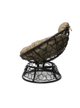 Кресло M-group ПАПАСАН пружинка мини с ротангом чёрное