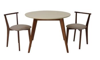 Орех/Слоновая Кость/Велюр Бежевый