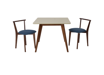 Орех/Слоновая Кость/Рогожка Синий