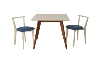 Орех/Слоновая Кость/Рогожка Синий