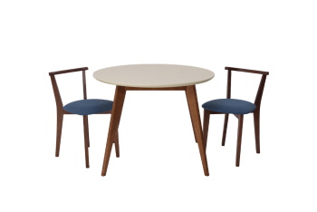 Орех/Слоновая Кость/Рогожка Синий