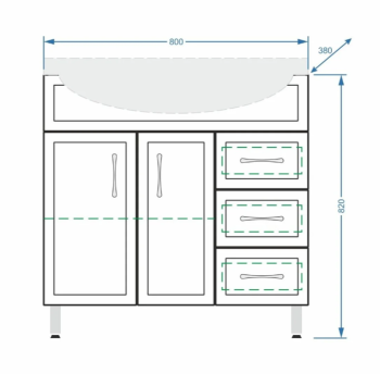 Тумба Stella Polar Концепт 80 3 ящ. правая