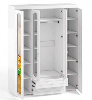 Шкаф 4 дв (560) с 2 Большими зеркальными дверьми, с 2 Малыми зеркальными дверьми и ящиками Катрин-К АФ-64 Афина