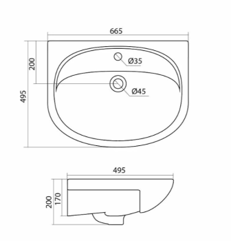 Тумба Style Line 24 ( 3 ящ.) под умывальник Стелла 65 ФЬЮЖН + Умывальник Стелла 65