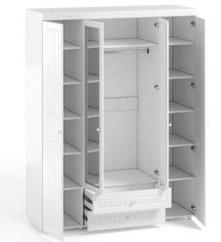 Шкаф 4 дв (560) с 2 Большими глухими дверьми, с 2 Малыми зеркальными дверьми и ящиками Катрин-К МН-63 Монако