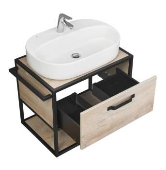 Тумба с раковиной Aquaton Лофт Фабрик 80/Раковина Фабиа 80