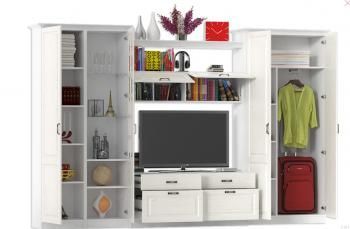 Гостиная Mobi Ливерпуль набор мебели 4 Тумба + Шкаф навесной + Полка + Шкаф для одежды + Пенал + Витрина + Карниз 1000 2шт