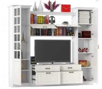 Гостиная Mobi Ливерпуль набор мебели 6 Тумба + Пенал + Витрина + Шкаф навесной + Полка + Карниз 500 2шт