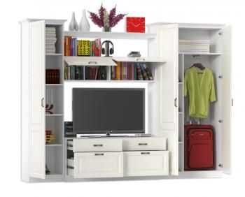 Гостиная Mobi Ливерпуль набор мебели 8 Пенал + Тумба + Шкаф навесной + Полка + Шкаф для одежды + Карниз 500 + Карниз 1000