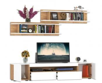 Гостиная Mobi Альба Комплектация № 7 Тумба под ТВ + Полка навесная 2шт + Тумба 2шт