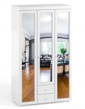 Шкаф 3 дв (560) с 2 Большими зеркальными дверьми, с 1 Малой зеркальной дверью и ящиками Катрин-К МН-58 Монако