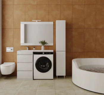 Тумба напольная Style Line Даллас 110 (3 ящ.) + Умывальник ESTETUS Даллас 1100*480 левый