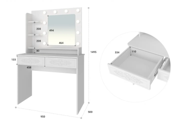 Туалетный столик с зеркалом Compass Ассоль Лайт ТСН-5