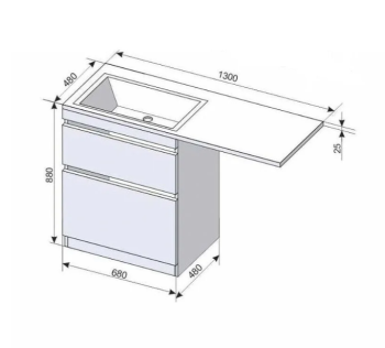 Тумба напольная Style Line Даллас 130 левая + Умывальник ESTETUS Даллас 1300*482 левый