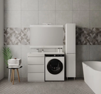 Тумба напольная Style Line Даллас 110 (3 ящ.) + Умывальник ESTETUS Даллас 1100*480 левый