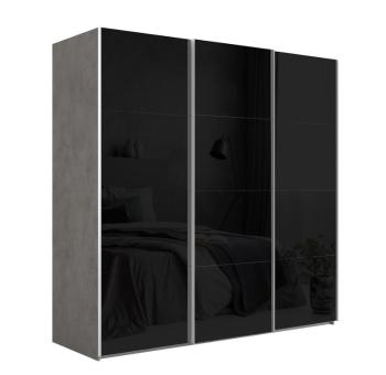 Шкаф Эста Трио Черное стекло/Черное стекло/Черное стекло  240-300-66 Бетон (Р)